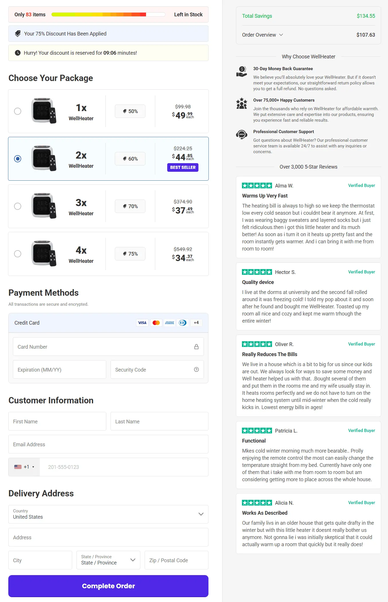 wellheater secure checkout page